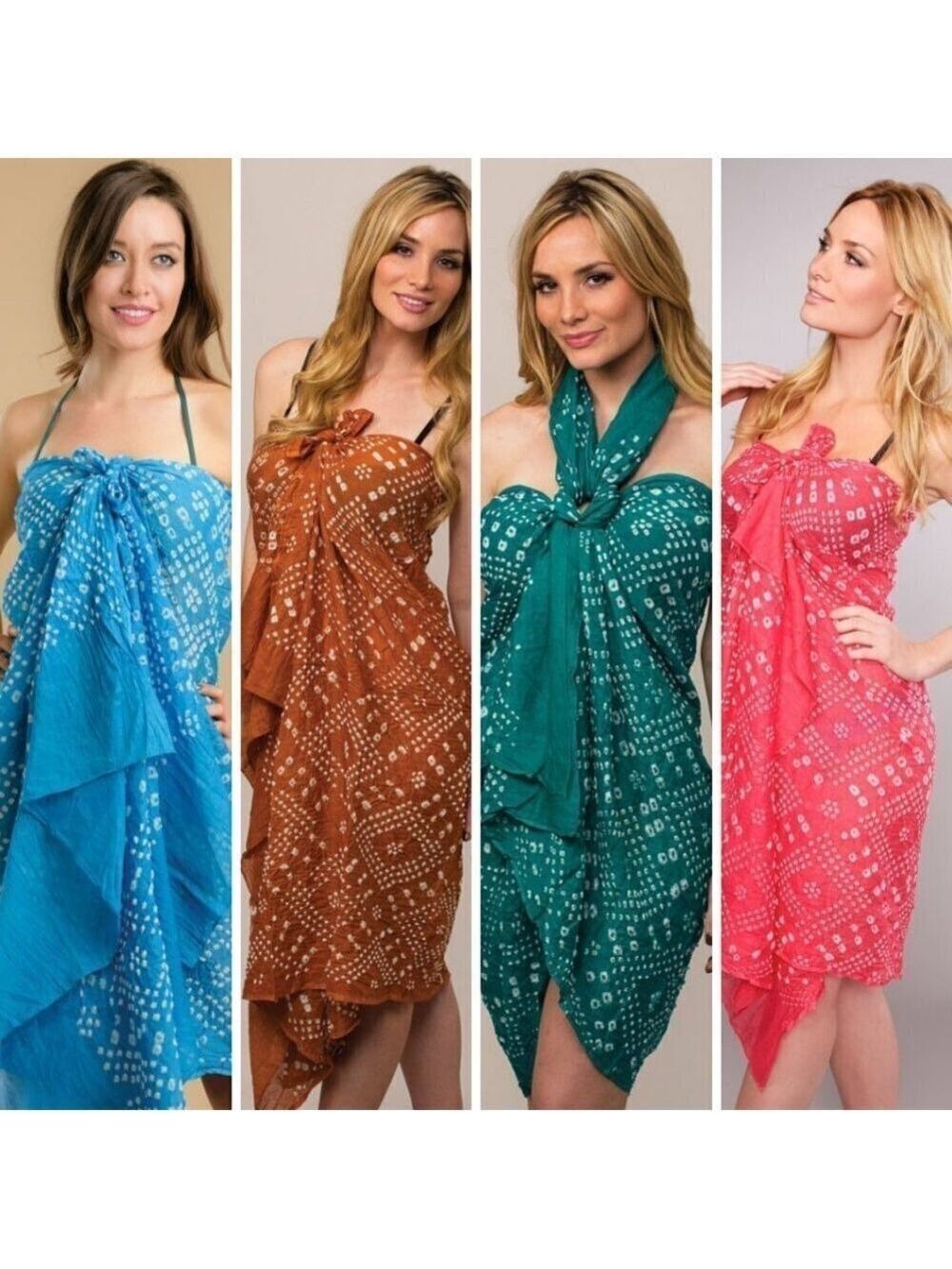 Eco-friendly 100% Cotton Bandhani Sarong Handmade